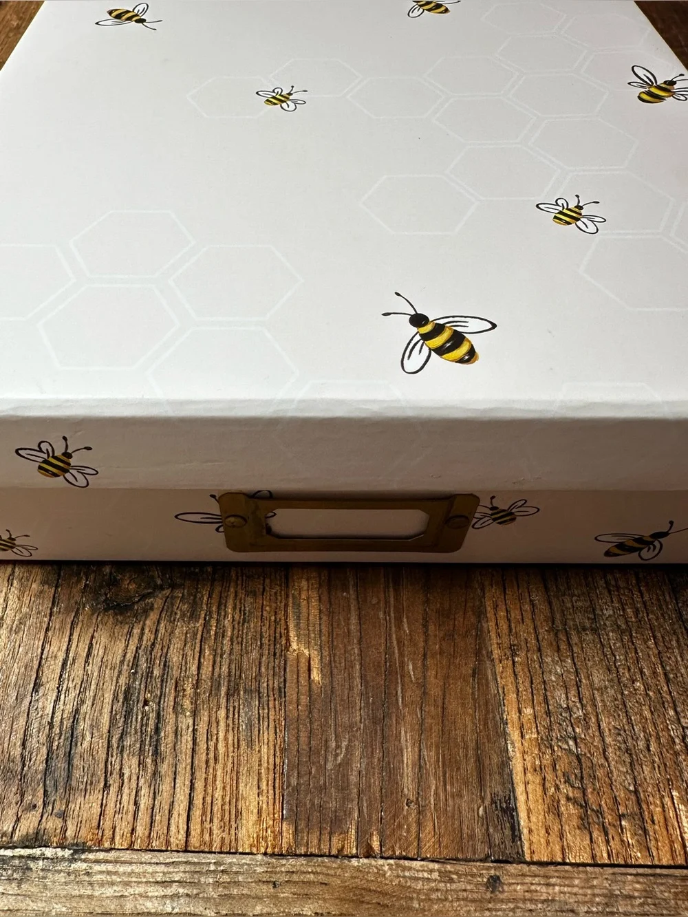 White Bee-Printed Storage Box - Decorative Home Organizer